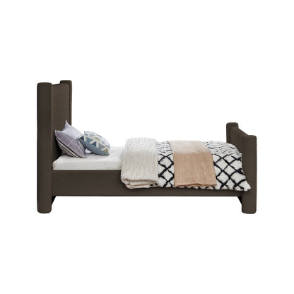 Elias Brown Boucle Fabric Twin Bed