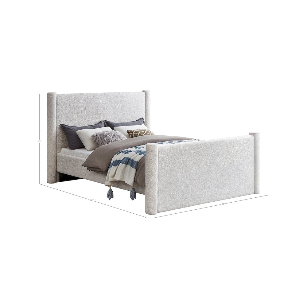 Elias Cream Boucle Fabric Full Bed