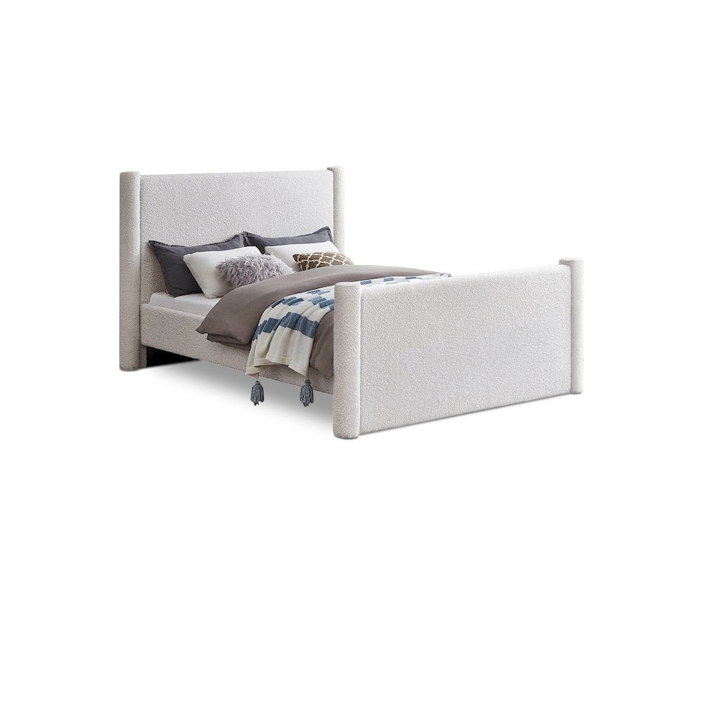 Elias Cream Boucle Fabric Full Bed