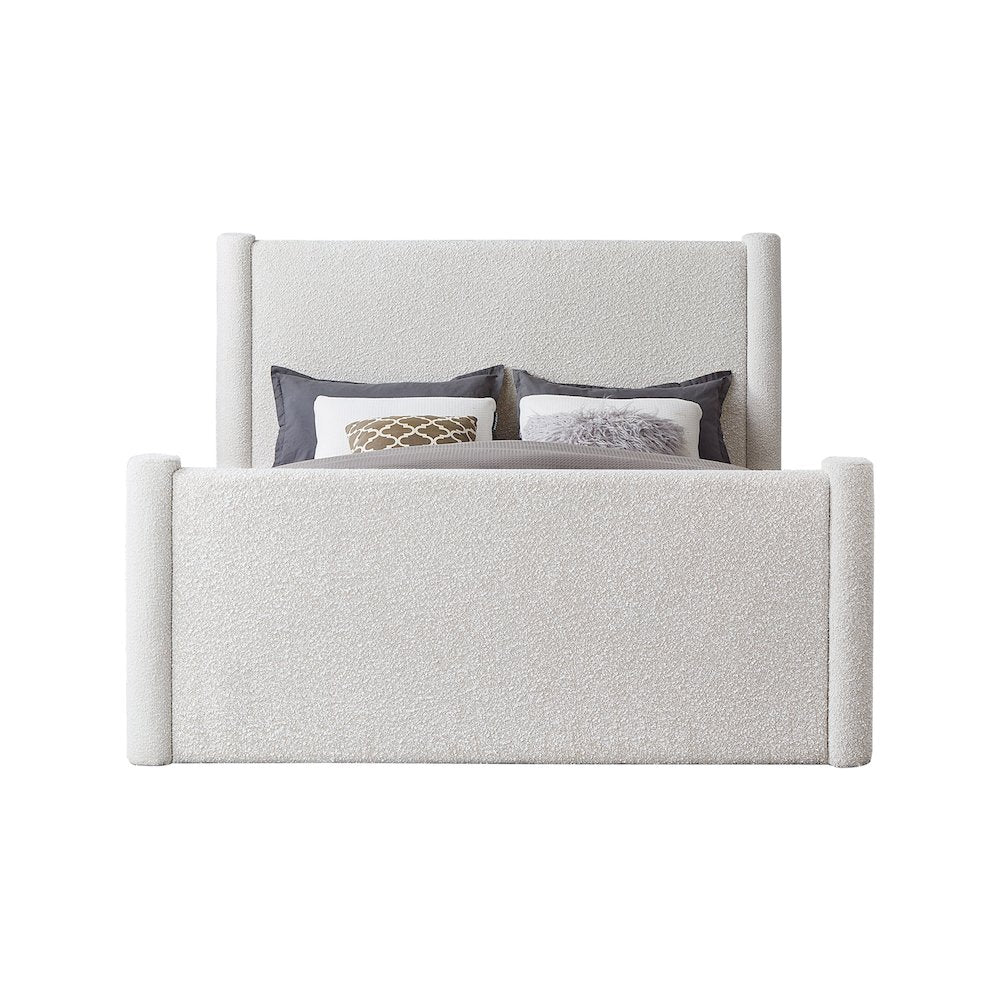 Elias Cream Boucle Fabric Full Bed