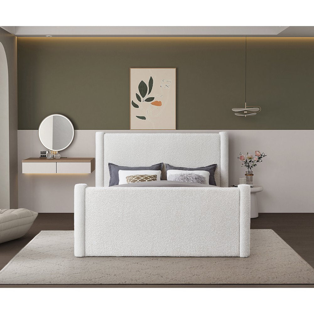 Elias Cream Boucle Fabric Full Bed