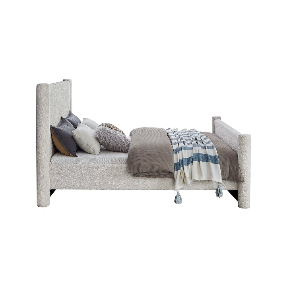 Elias Cream Boucle Fabric Full Bed