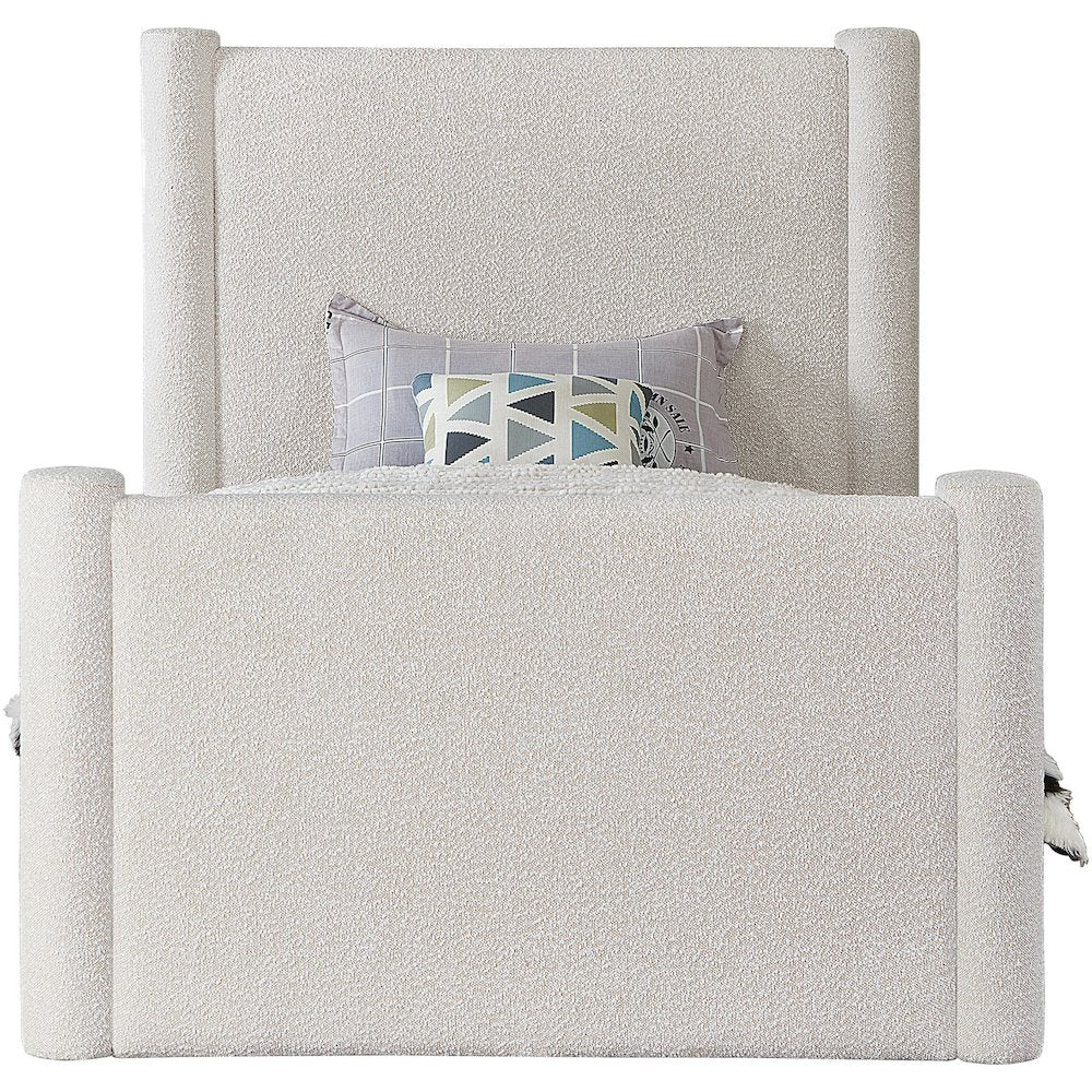 Elias Cream Boucle Fabric Twin Bed