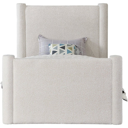 Elias Cream Boucle Fabric Twin Bed