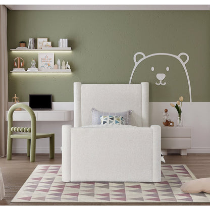 Elias Cream Boucle Fabric Twin Bed