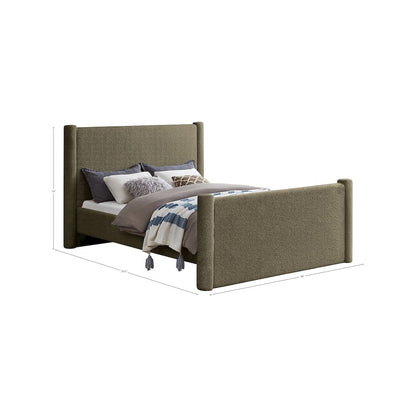 Elias Olive Green Boucle Fabric Full Bed