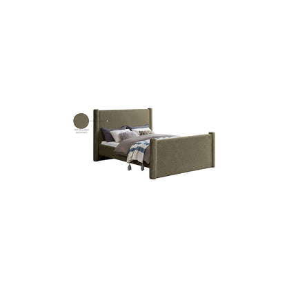 Elias Olive Green Boucle Fabric Full Bed