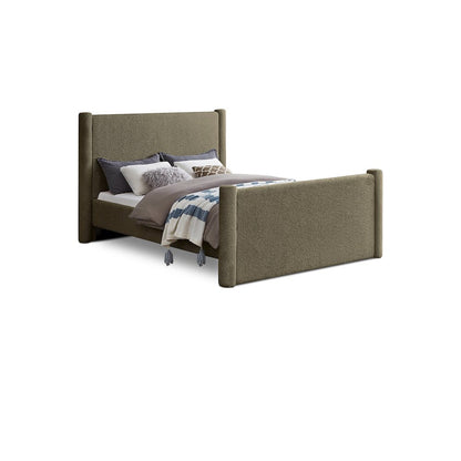 Elias Olive Green Boucle Fabric Full Bed