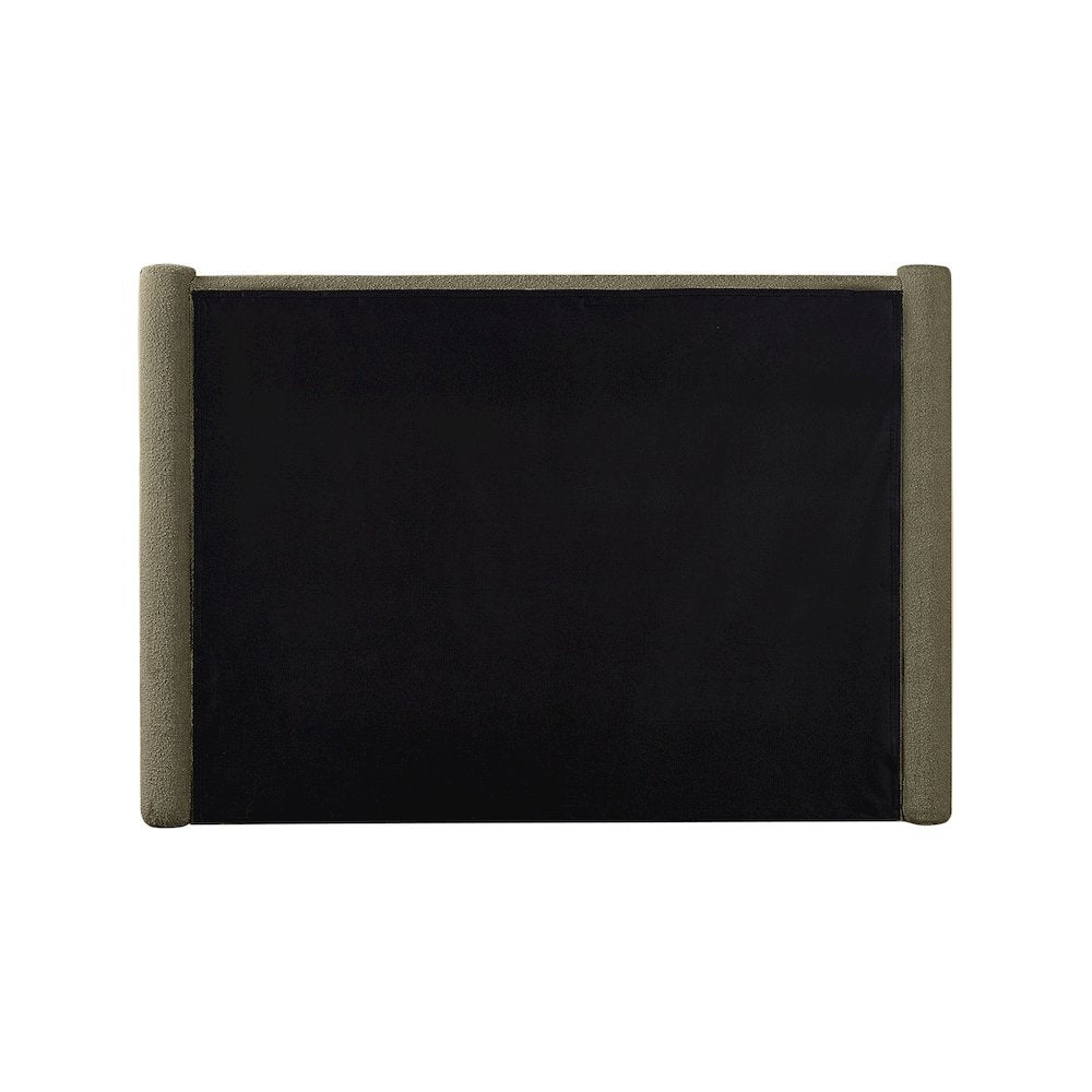 Elias Olive Green Boucle Fabric Queen Bed