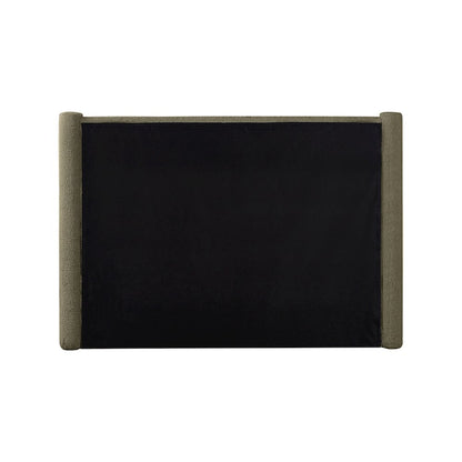Elias Olive Green Boucle Fabric Queen Bed