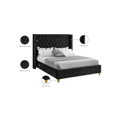 Barolo Black Velvet King Bed