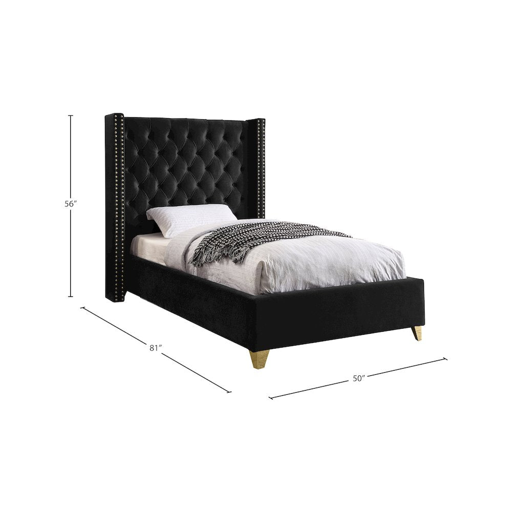 Barolo Black Velvet Twin Bed