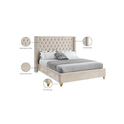 Barolo Cream Velvet Full Bed