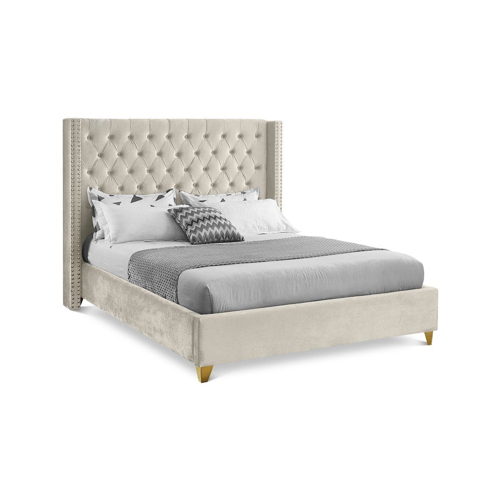 Barolo Cream Velvet Full Bed