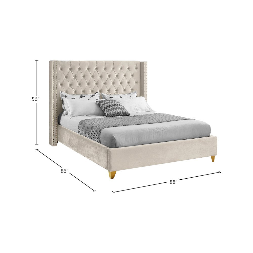 Barolo Cream Velvet King Bed