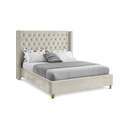 Barolo Cream Velvet King Bed