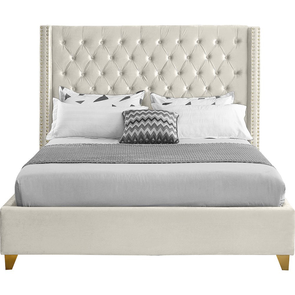 Barolo Cream Velvet King Bed
