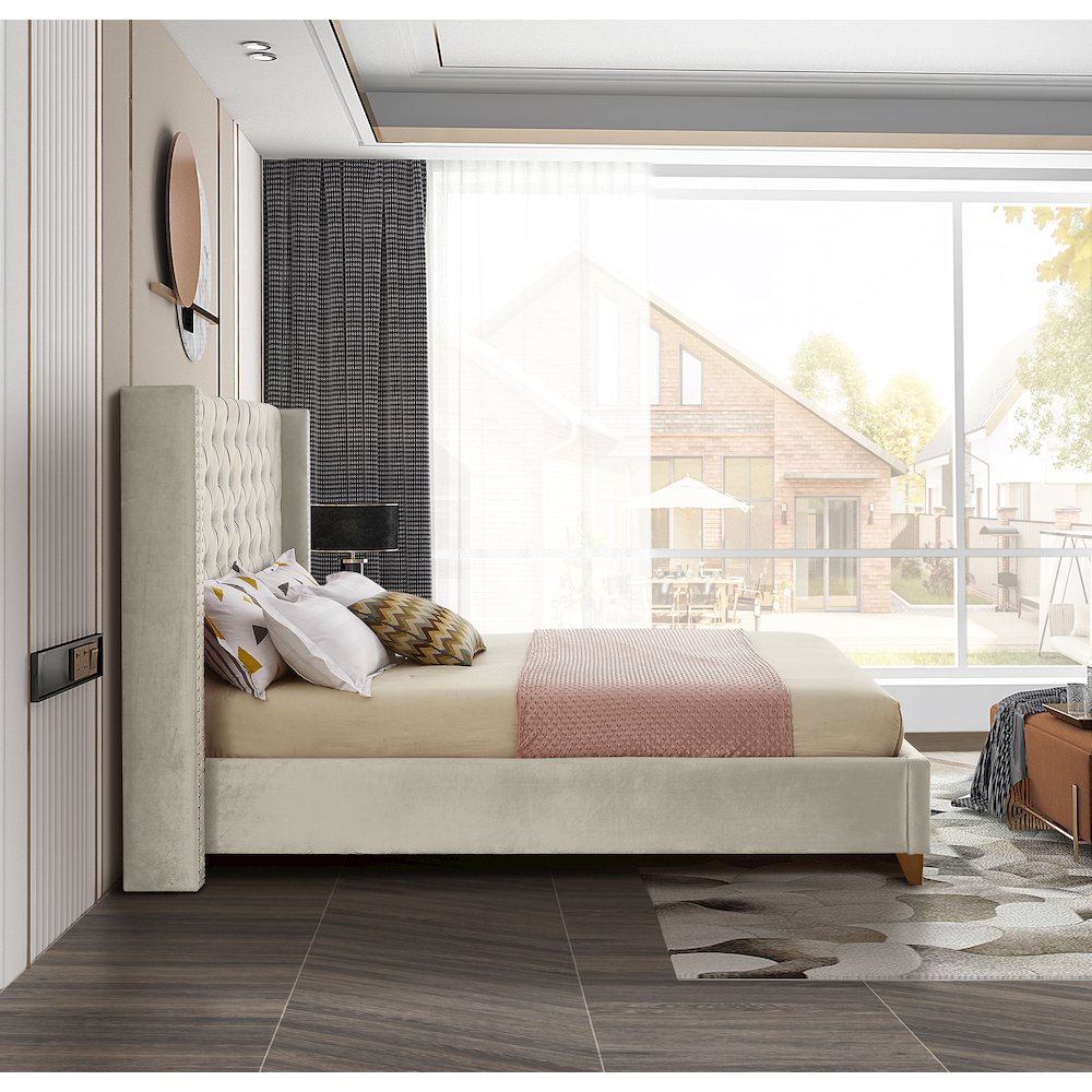 Barolo Cream Velvet King Bed