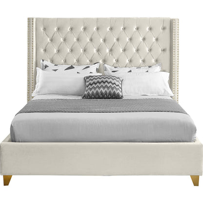 Barolo Cream Velvet Queen Bed