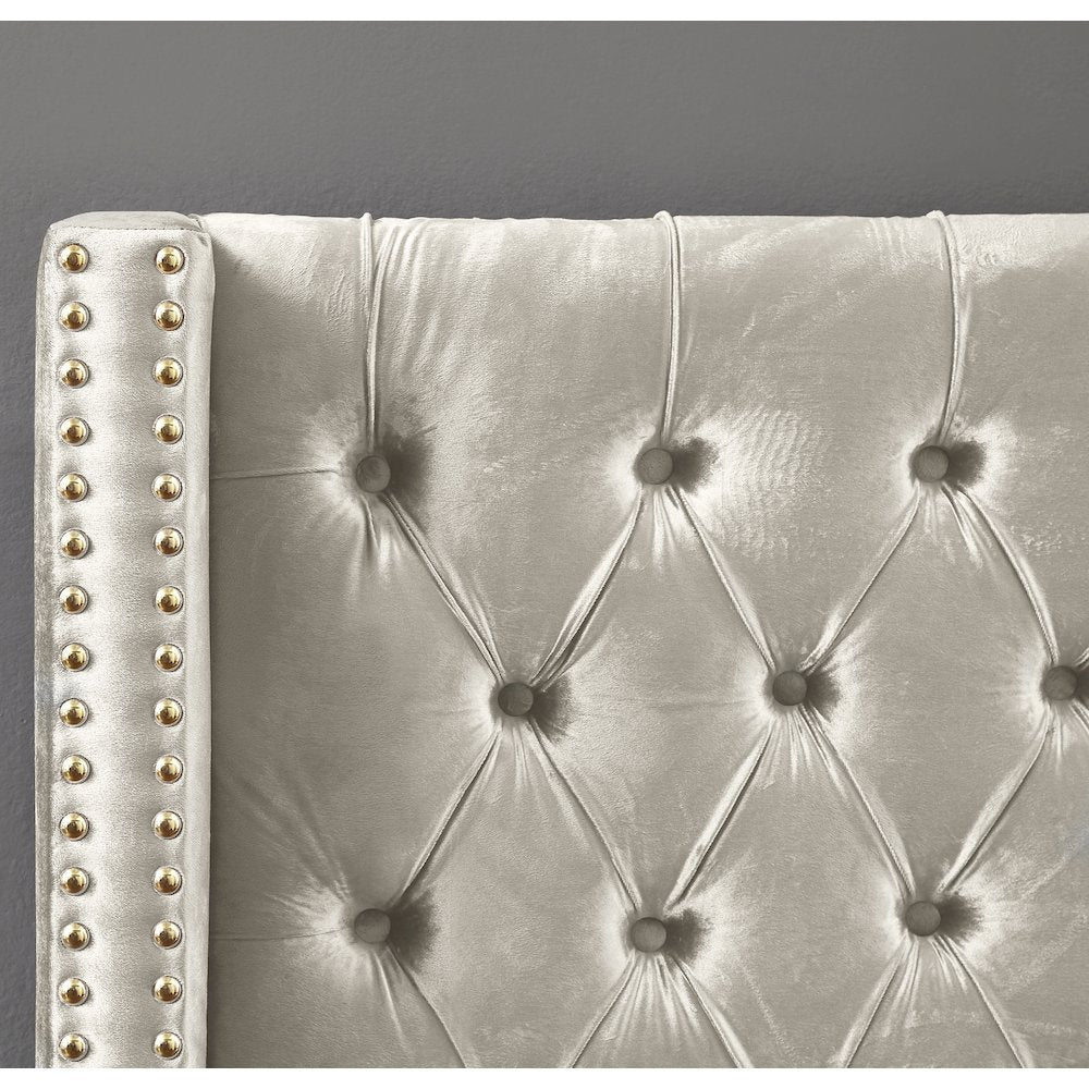 Barolo Cream Velvet Queen Bed