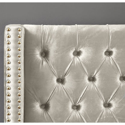 Barolo Cream Velvet Queen Bed