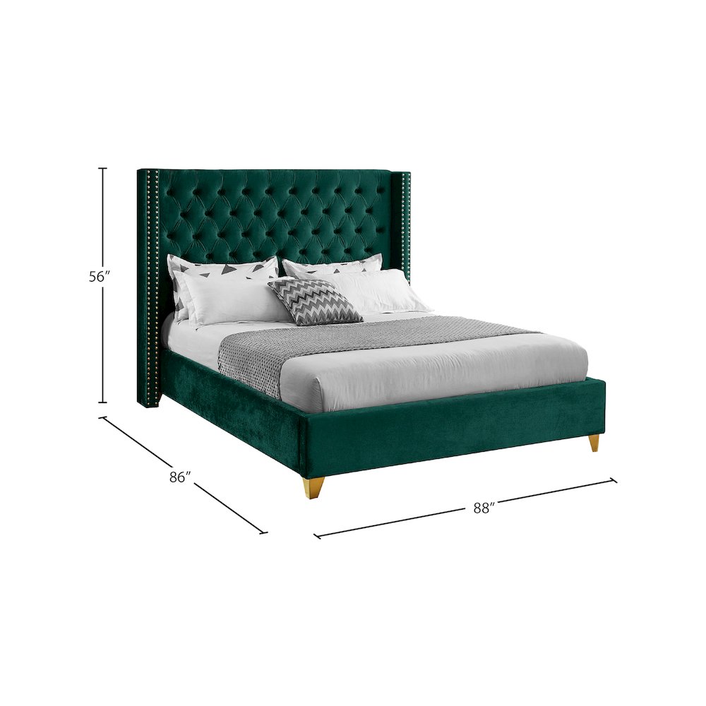 Barolo Green Velvet King Bed