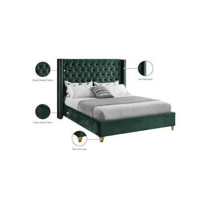 Barolo Green Velvet King Bed