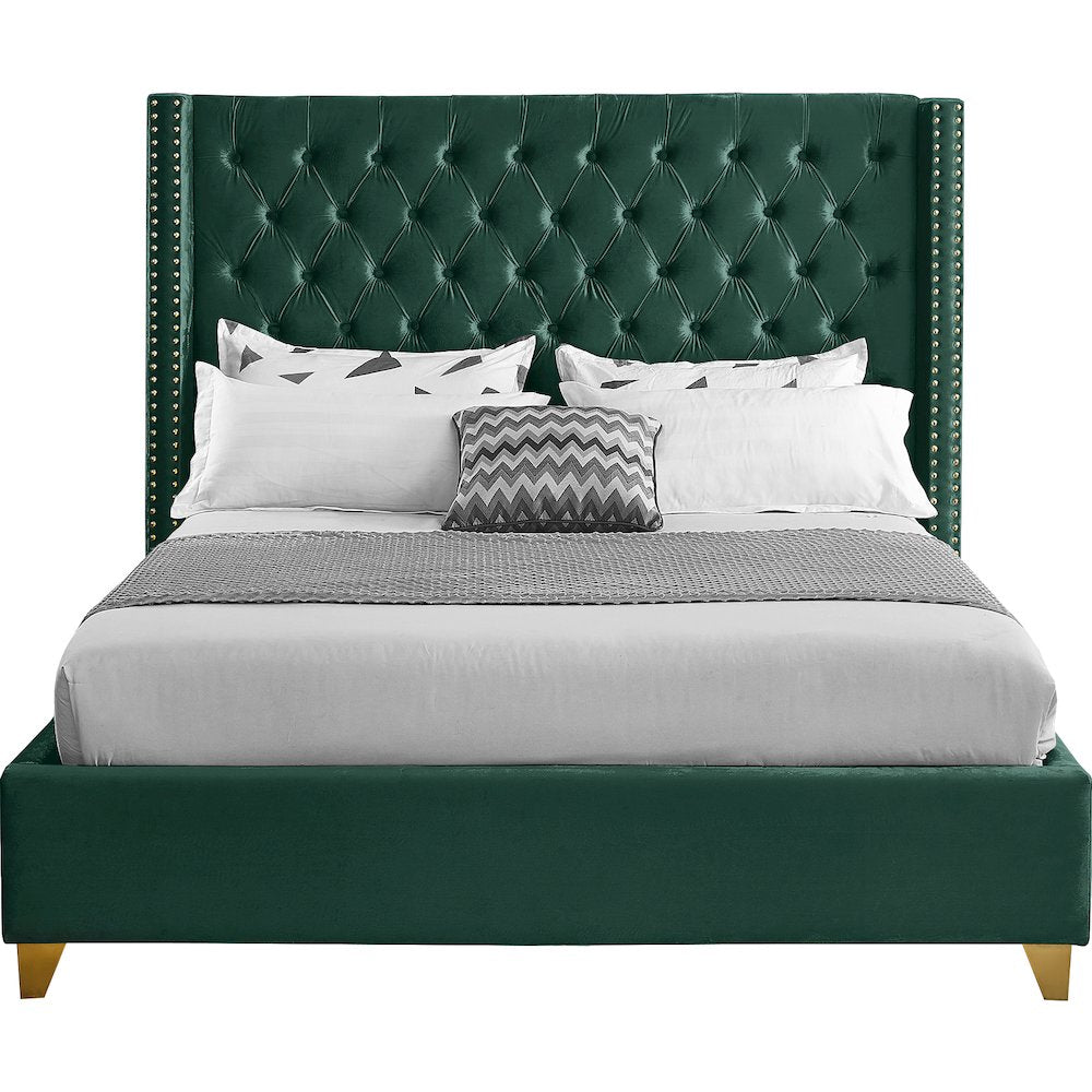 Barolo Green Velvet King Bed