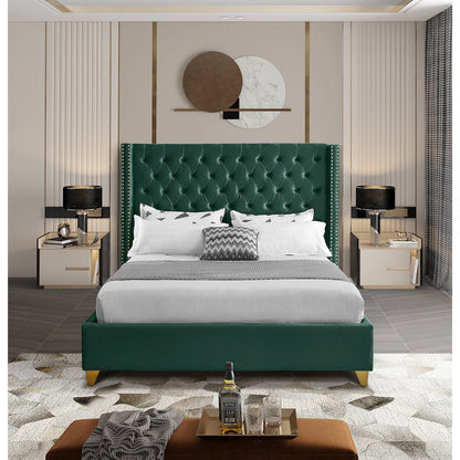 Barolo Green Velvet King Bed