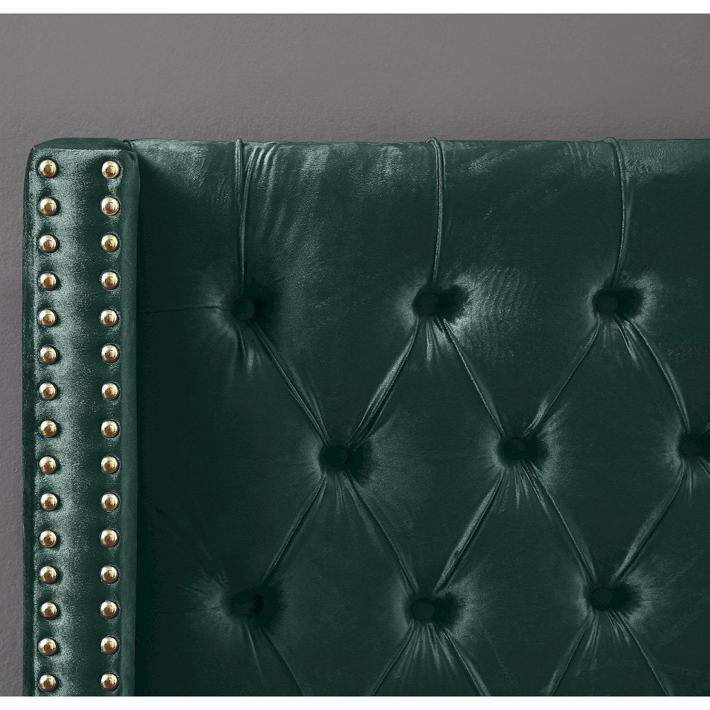 Barolo Green Velvet Queen Bed