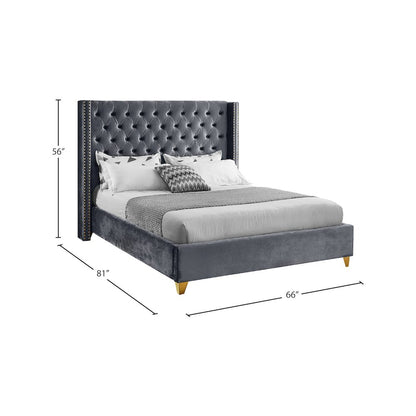 Barolo Grey Velvet Full Bed