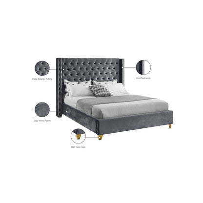 Barolo Grey Velvet Full Bed