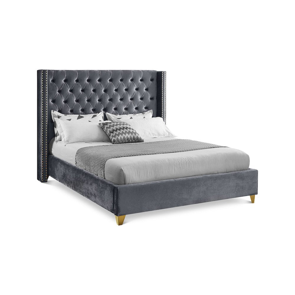 Barolo Grey Velvet Full Bed