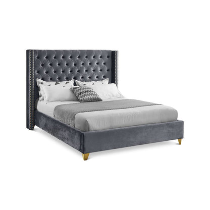 Barolo Grey Velvet Full Bed