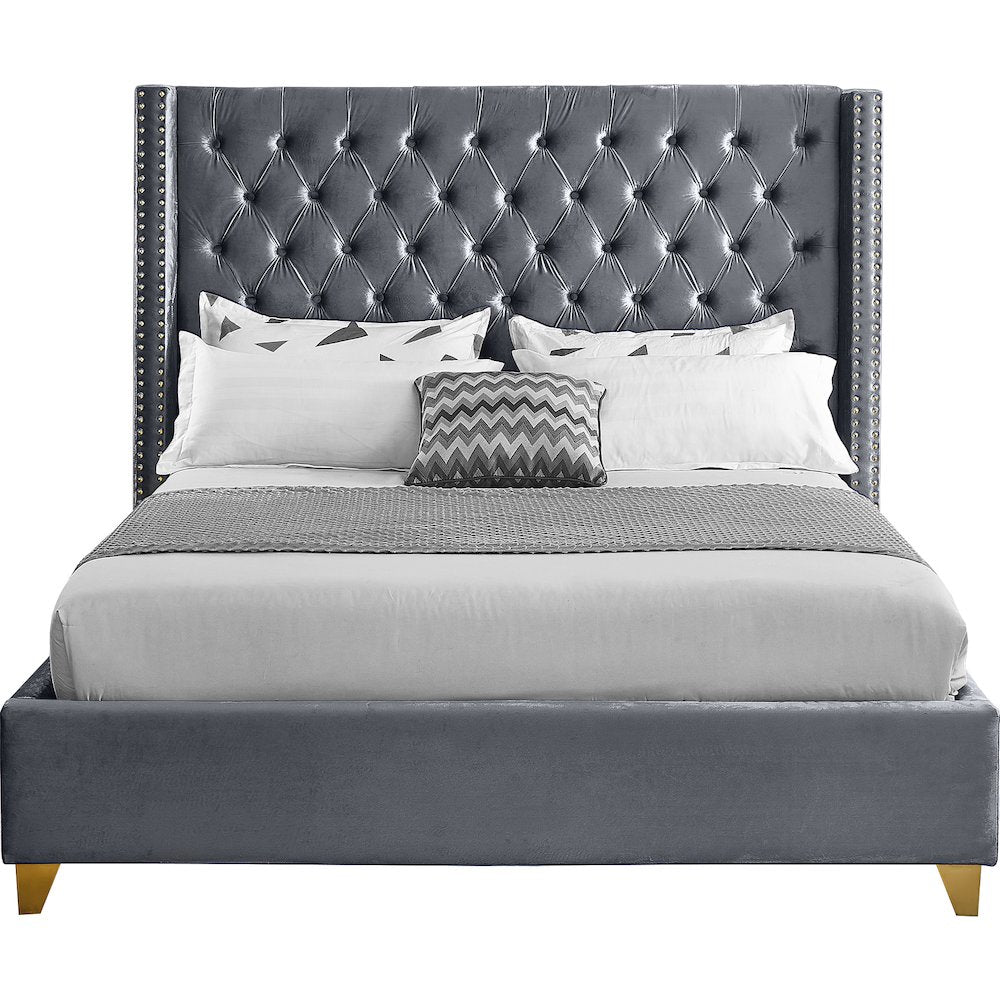Barolo Grey Velvet Full Bed