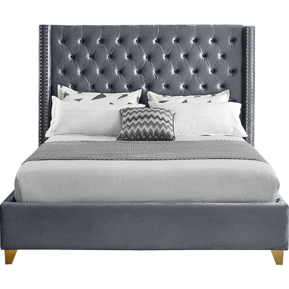 Barolo Grey Velvet Full Bed