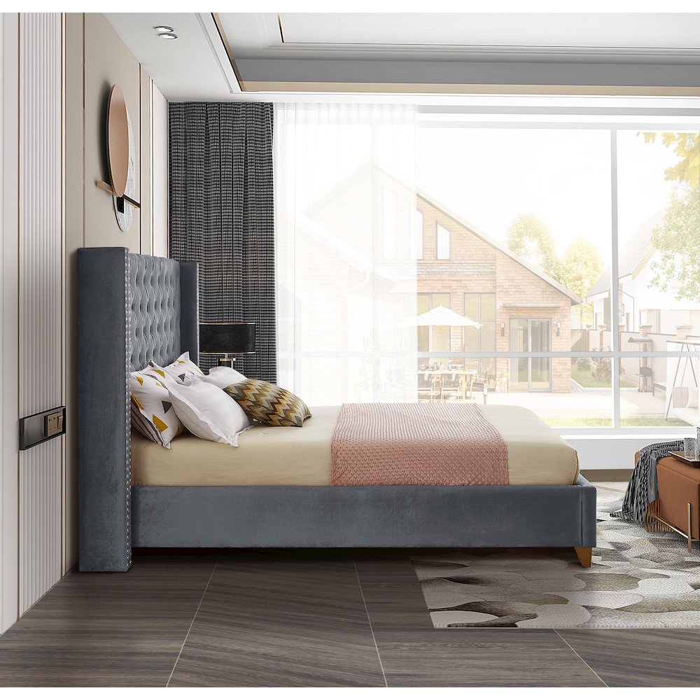 Barolo Grey Velvet Full Bed
