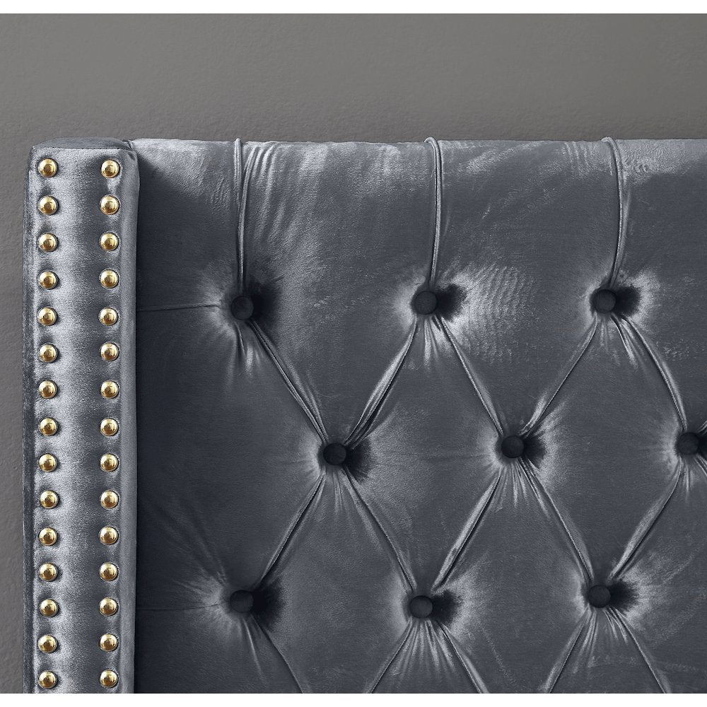 Barolo Grey Velvet Full Bed