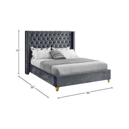 Barolo Grey Velvet King Bed
