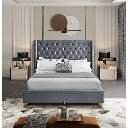 Barolo Grey Velvet King Bed