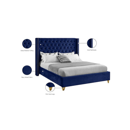 Barolo Navy Velvet King Bed