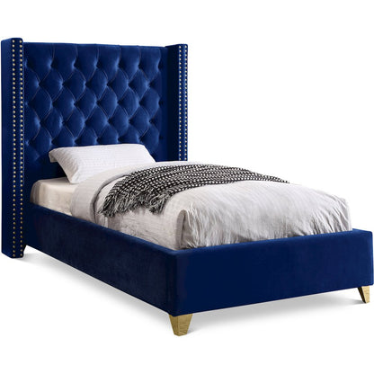 Barolo Navy Velvet Twin Bed