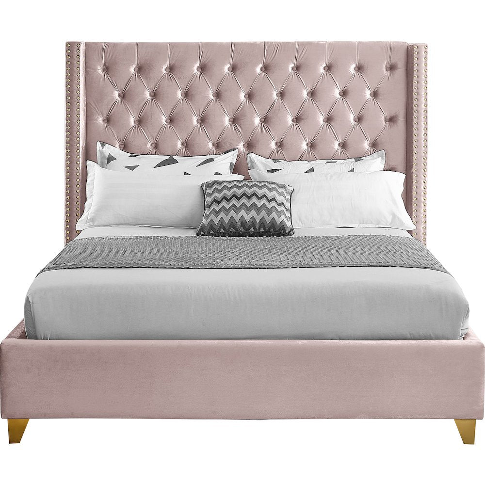 Barolo Pink Velvet King Bed