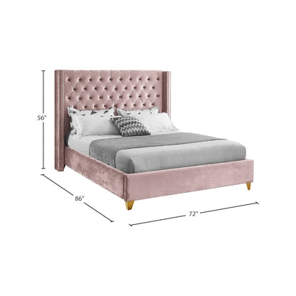 Barolo Pink Velvet Queen Bed