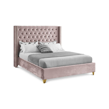 Barolo Pink Velvet Queen Bed
