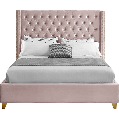 Barolo Pink Velvet Queen Bed