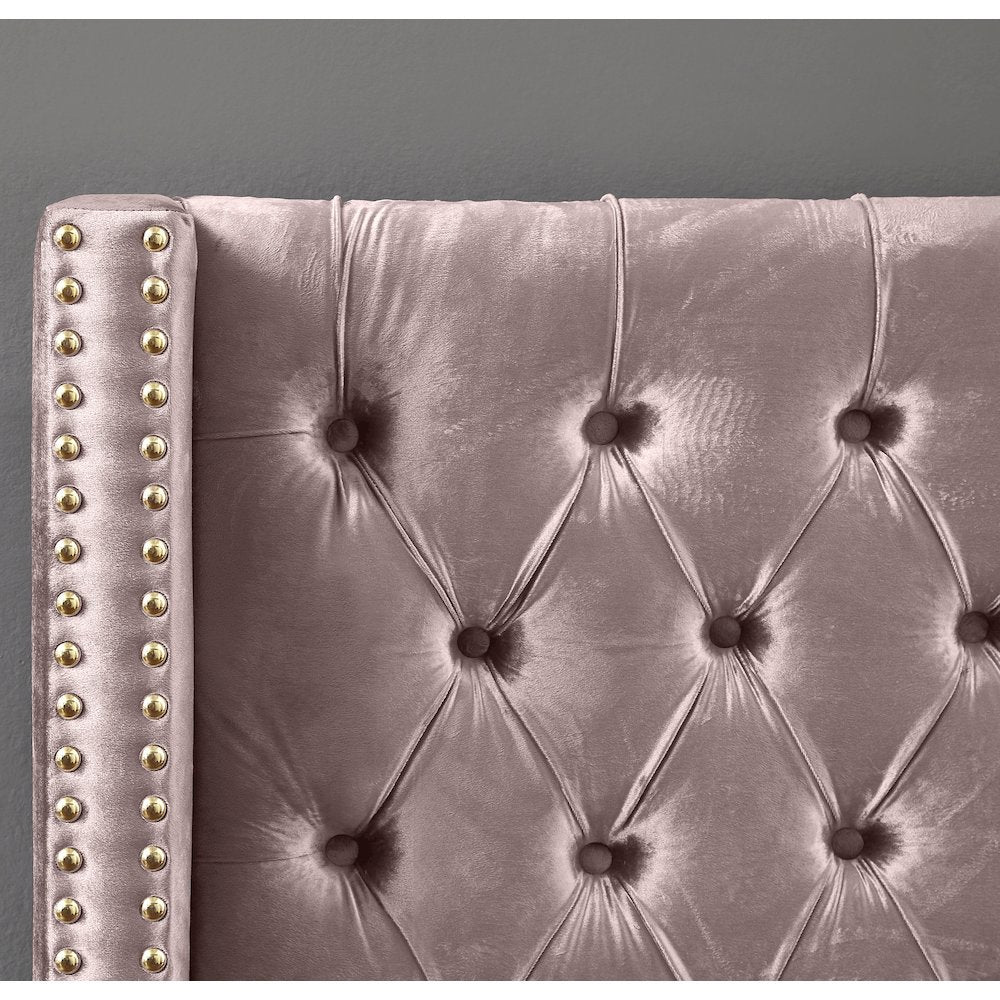 Barolo Pink Velvet Queen Bed