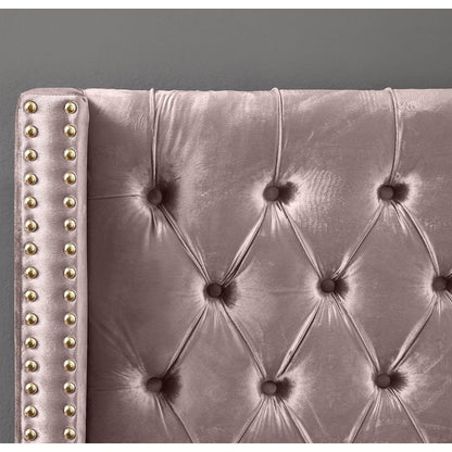 Barolo Pink Velvet Queen Bed
