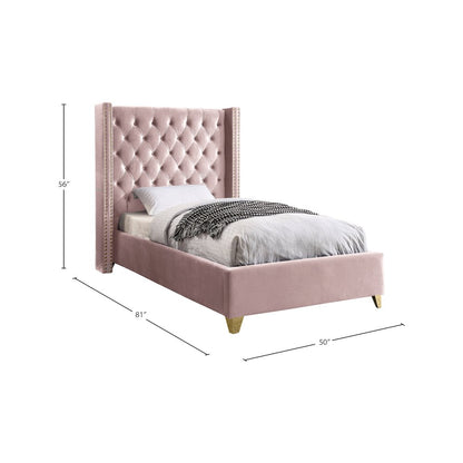 Barolo Pink Velvet Twin Bed