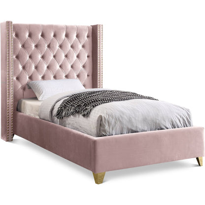 Barolo Pink Velvet Twin Bed